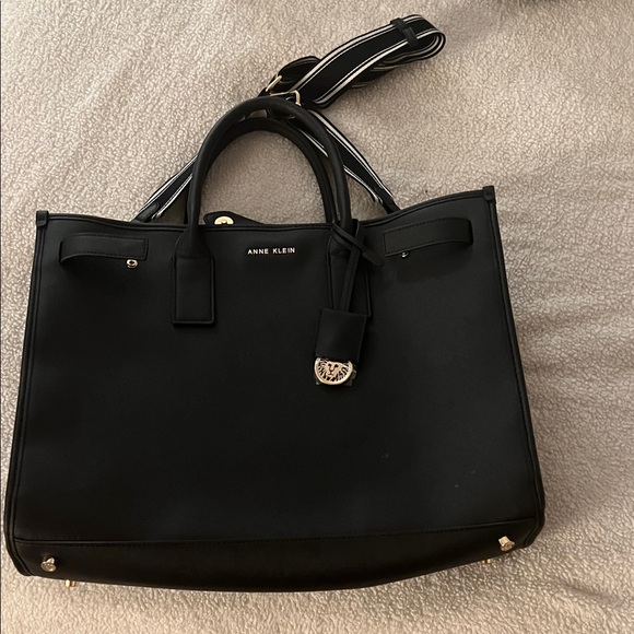 Anne Klein Black Satchel with Gold Accents - Picture 1 of 1